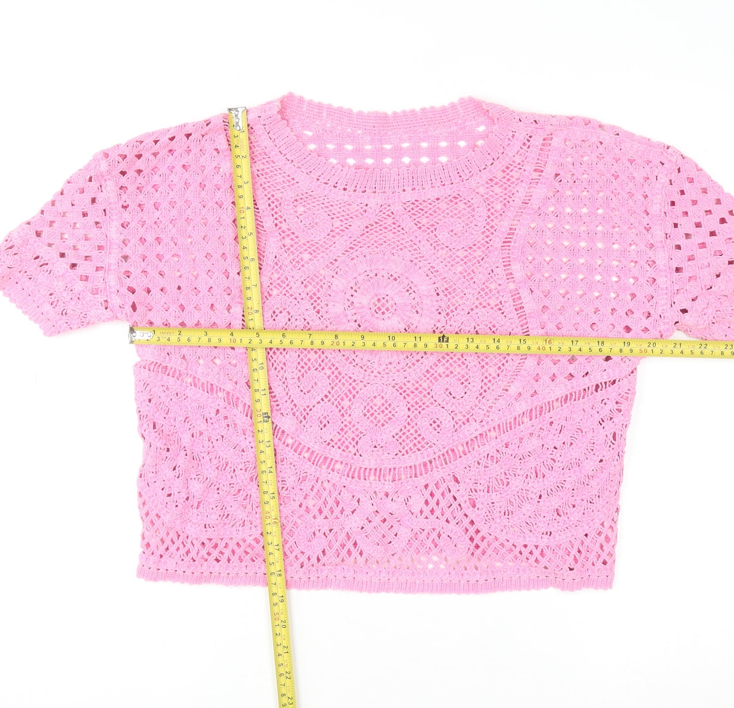 Next Women’s Pink Crochet Cotton Cropped Blouse L