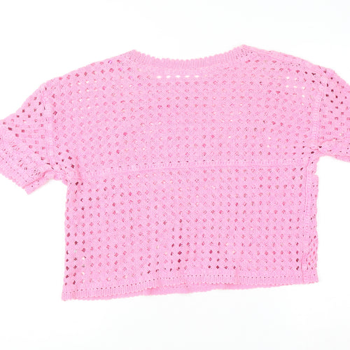 Next Women’s Pink Crochet Cotton Cropped Blouse L