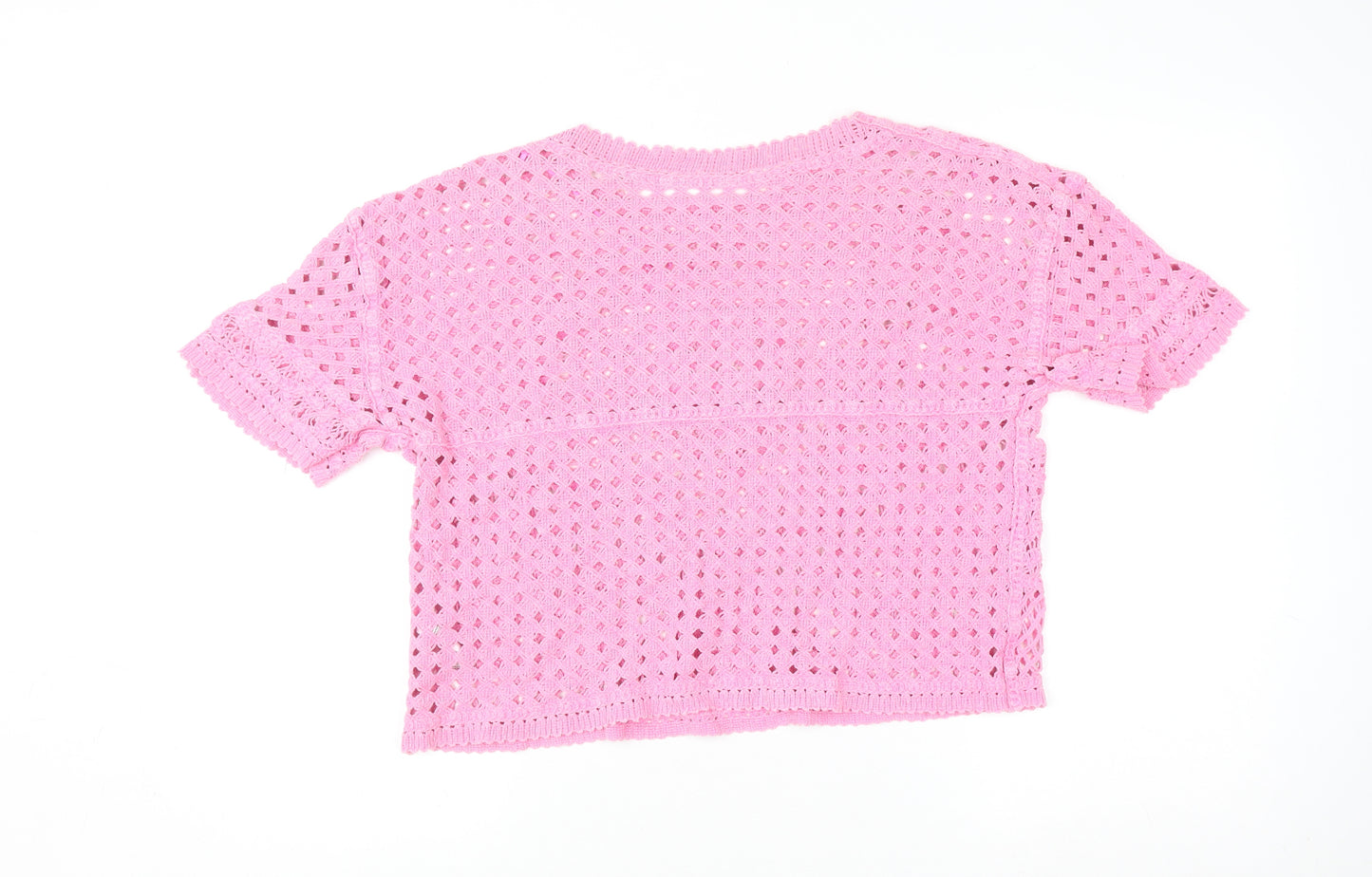 Next Women’s Pink Crochet Cotton Cropped Blouse L