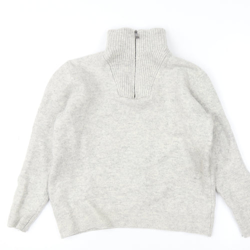 Lincoln Boys Grey Lambswool 1/2 Zip Jumper L Warm Winter Knit
