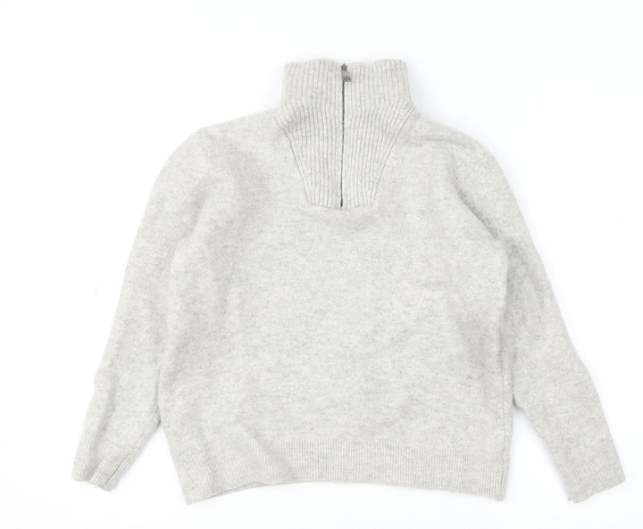 Lincoln Boys Grey Lambswool 1/2 Zip Jumper L Warm Winter Knit