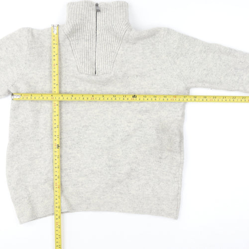 Lincoln Boys Grey Lambswool 1/2 Zip Jumper L Warm Winter Knit