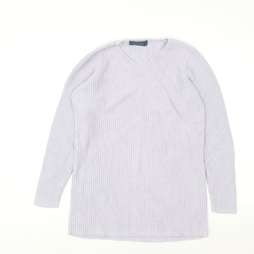 Debenhams Women’s Ivory Cotton V-Neck Chunky Knit Jumper Size 10