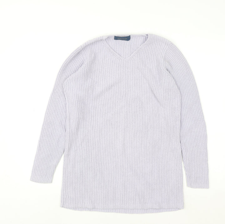 Debenhams Women’s Ivory Cotton V-Neck Chunky Knit Jumper Size 10