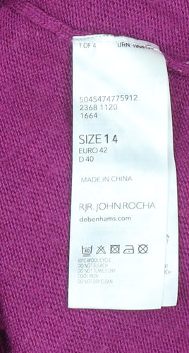 RJR John Rocha Womens Purple Long Sleeve Knit Cardigan Size 14
