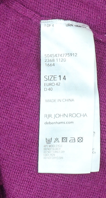 RJR John Rocha Womens Purple Long Sleeve Knit Cardigan Size 14
