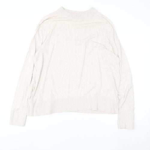 Monki Women’s Beige Cotton Mock Neck Relaxed Fit Jumper Size L