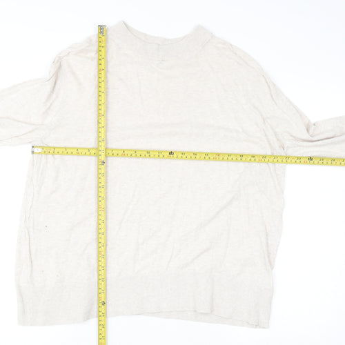 Monki Women’s Beige Cotton Mock Neck Relaxed Fit Jumper Size L