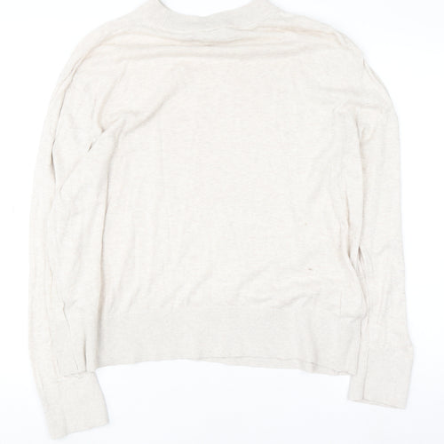Monki Women’s Beige Cotton Mock Neck Relaxed Fit Jumper Size L