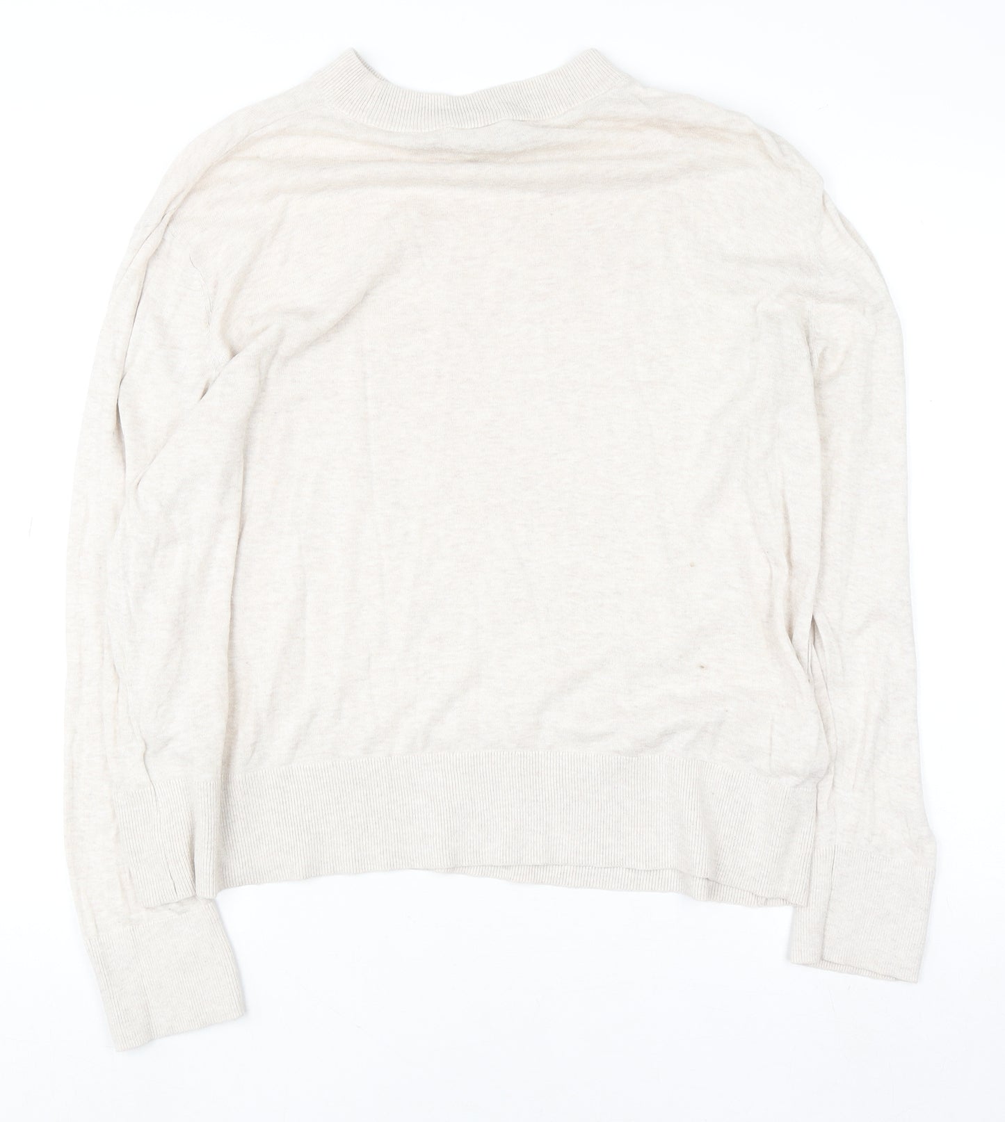 Monki Women’s Beige Cotton Mock Neck Relaxed Fit Jumper Size L