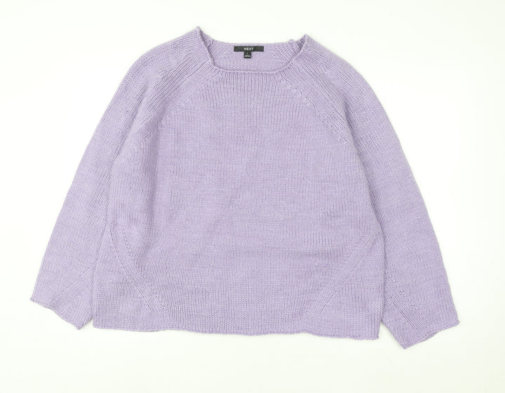 Next Women’s Purple L Knit Wool Blend Crew Neck Jumper L Long Sleeve