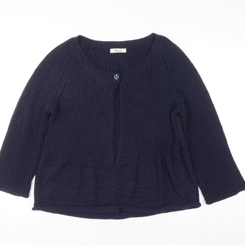 Precis Womens Blue Knit 3/4 Sleeve Cardigan L
