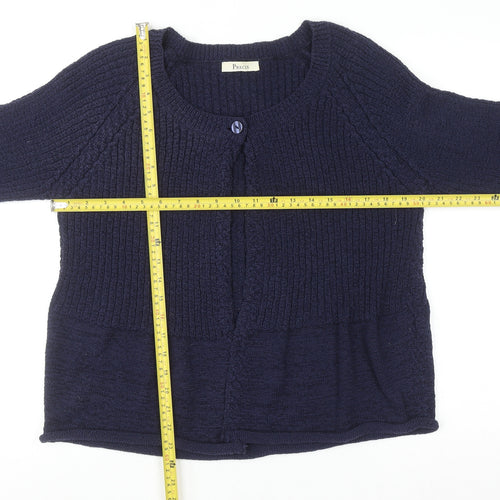 Precis Womens Blue Knit 3/4 Sleeve Cardigan L