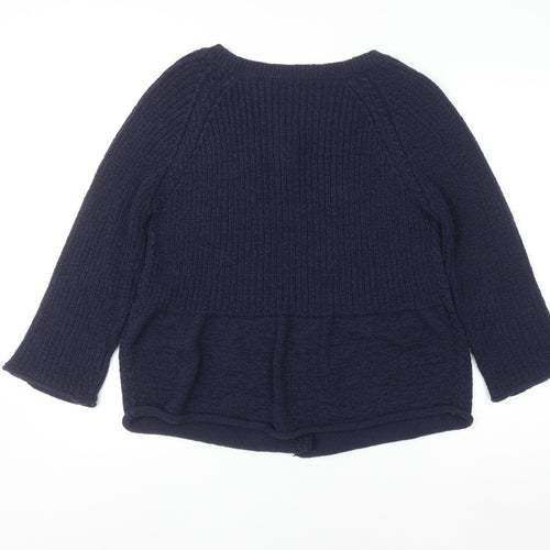 Precis Womens Blue Knit 3/4 Sleeve Cardigan L