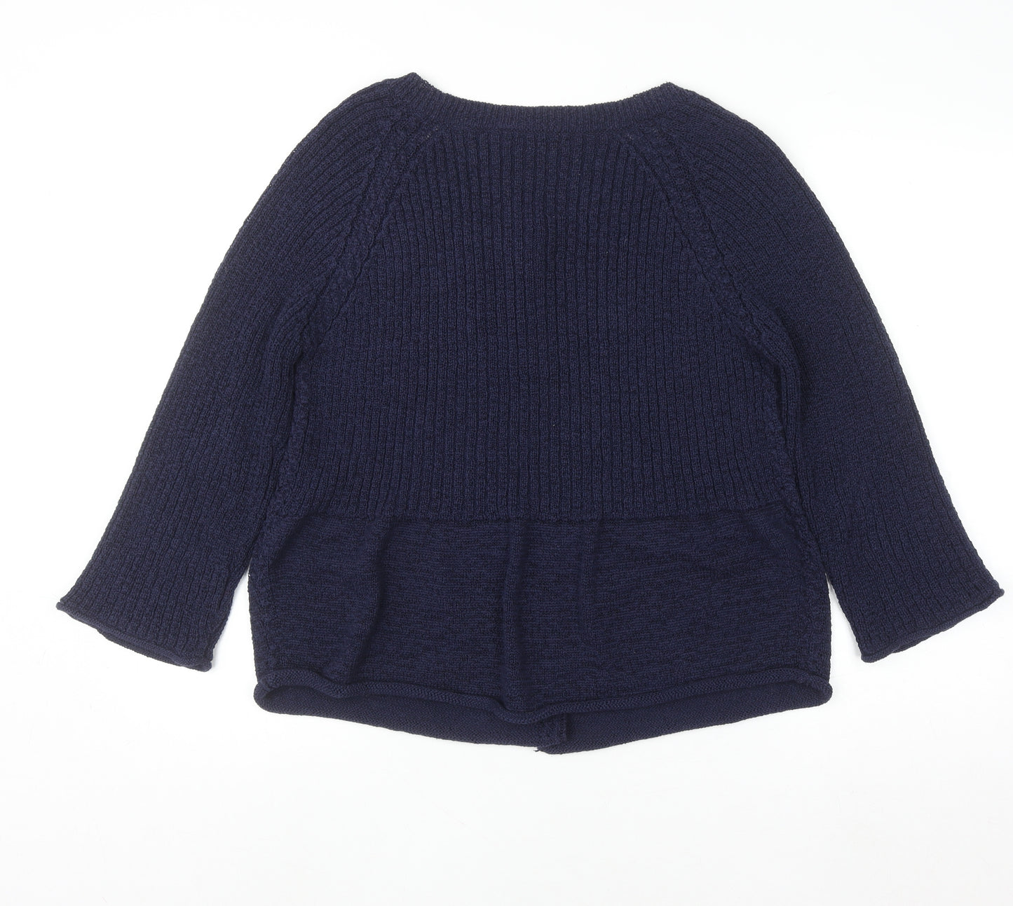 Precis Womens Blue Knit 3/4 Sleeve Cardigan L