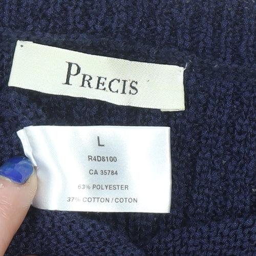 Precis Womens Blue Knit 3/4 Sleeve Cardigan L