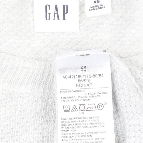GAP Women’s Light Grey XS Crew Neck Cotton Blend Jumper