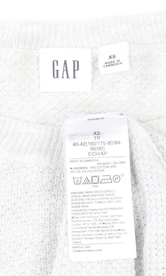 GAP Women’s Light Grey XS Crew Neck Cotton Blend Jumper