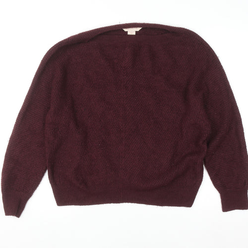 Mauvette Women's Brown Size 12 Knitted Boat Neck Pullover Jumper