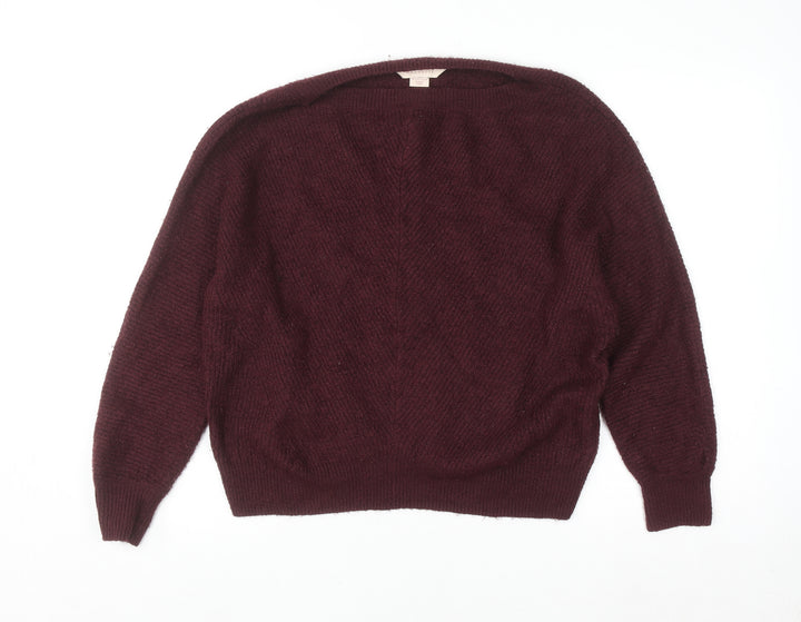 Mauvette Women's Brown Size 12 Knitted Boat Neck Pullover Jumper