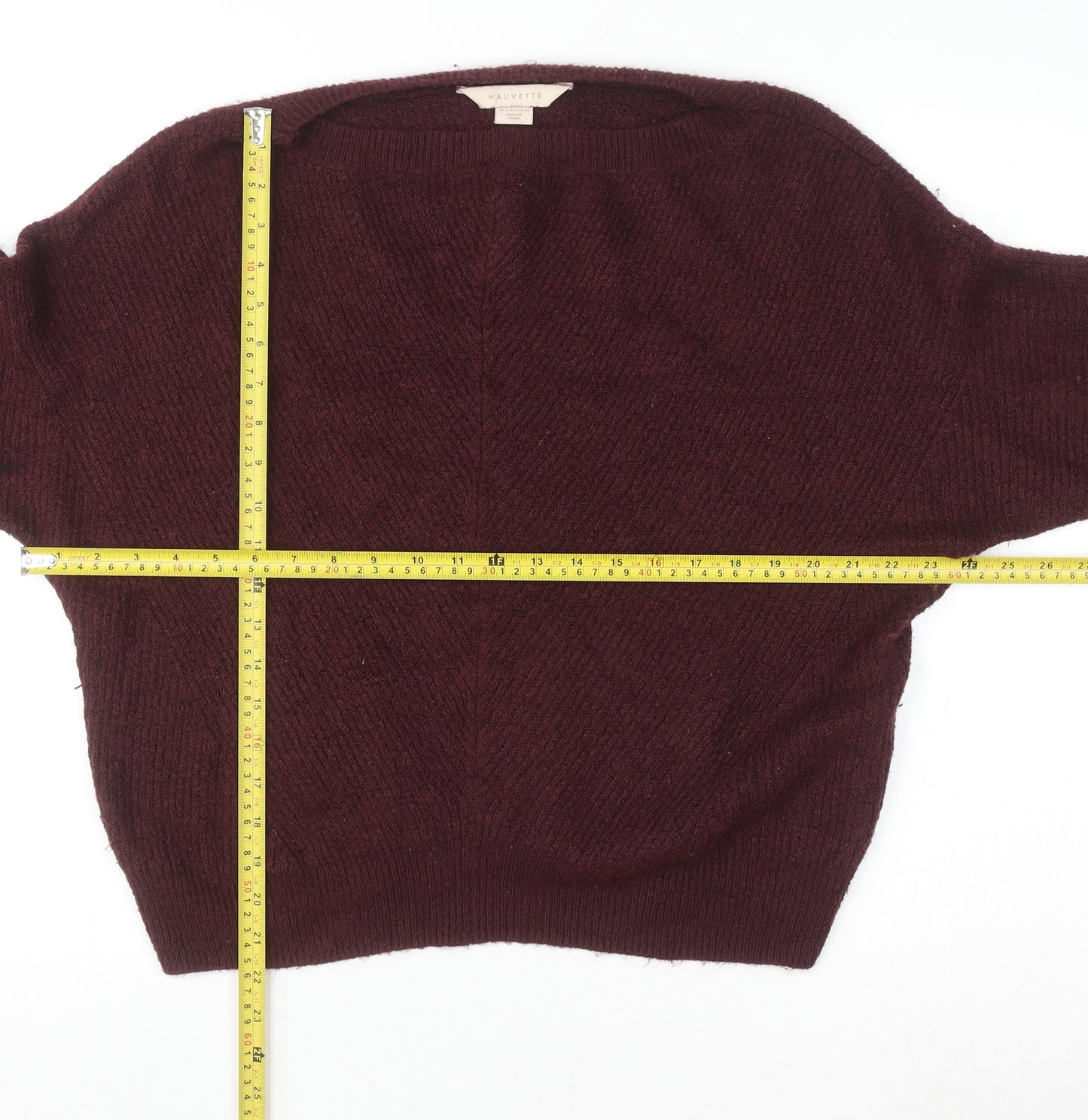 Mauvette Women's Brown Size 12 Knitted Boat Neck Pullover Jumper