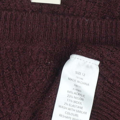 Mauvette Women's Brown Size 12 Knitted Boat Neck Pullover Jumper