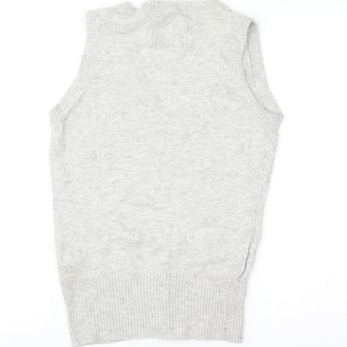 H&M L.O.G.G. Womens Grey Cable-Knit V-Neck Wool Blend Vest Size 12