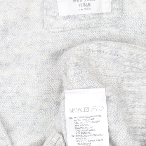 H&M L.O.G.G. Womens Grey Cable-Knit V-Neck Wool Blend Vest Size 12