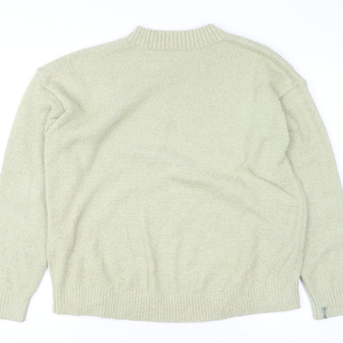 Uniqlo Women's Green Mock Neck Fleece Pullover Jumper Size S