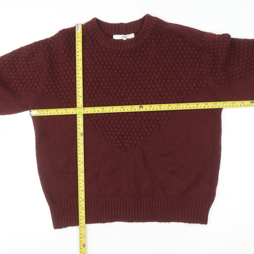 Next Women’s Red Knit Pullover Jumper Size 12 Crew Neck Long Sleeve