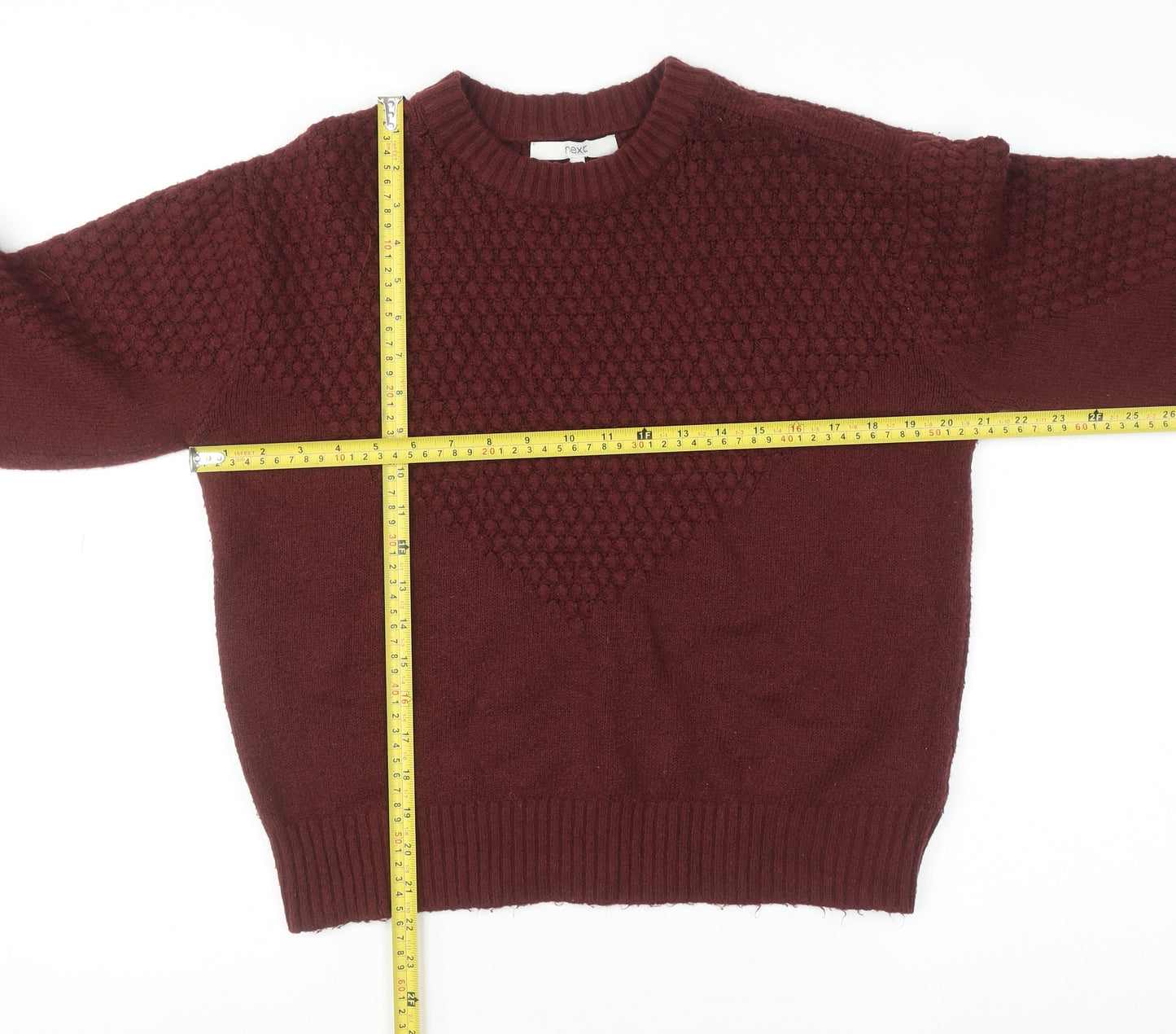 Next Women’s Red Knit Pullover Jumper Size 12 Crew Neck Long Sleeve