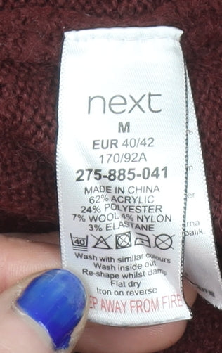 Next Women’s Red Knit Pullover Jumper Size 12 Crew Neck Long Sleeve