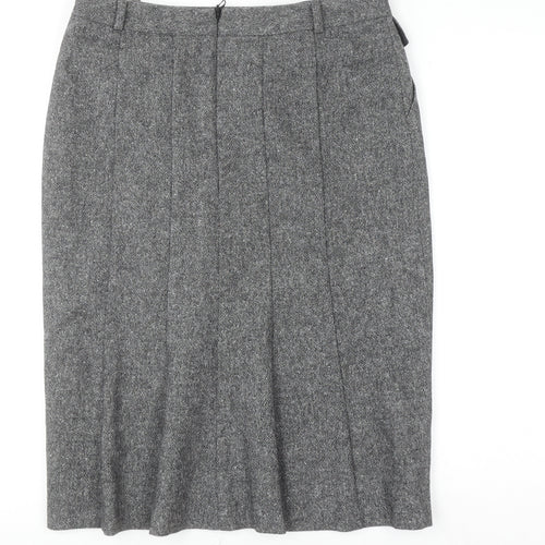 Next Women Grey Wool Tweed Pencil Skirt Size 10 Knee Length Workwear