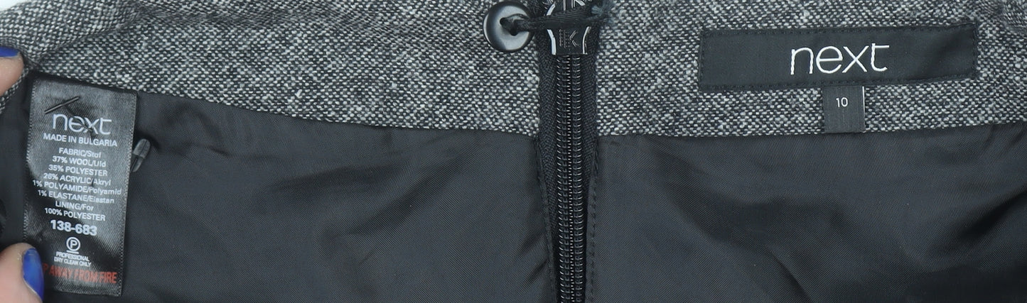 Next Women Grey Wool Tweed Pencil Skirt Size 10 Knee Length Workwear