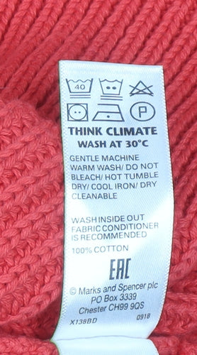 Marks and Spencer Women Bright Red Cotton Cable-Knit Crew Neck Jumper Size M