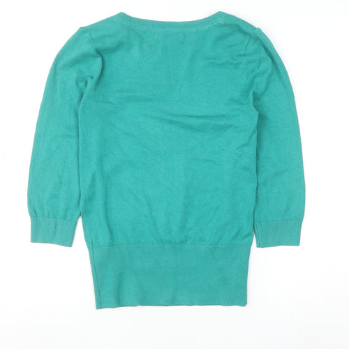 Red Herring Women’s Green 3/4 Sleeve Knit Top Size 10 Zip Shoulder