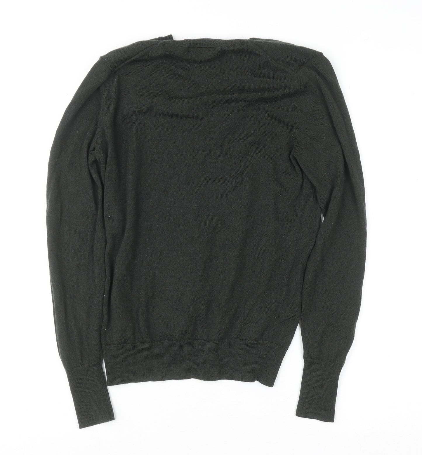 Uniqlo Women Black Wool V-Neck Jumper Size S Long Sleeve Knit
