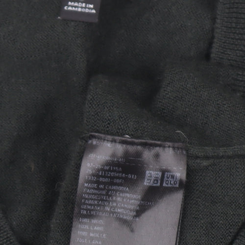 Uniqlo Women Black Wool V-Neck Jumper Size S Long Sleeve Knit