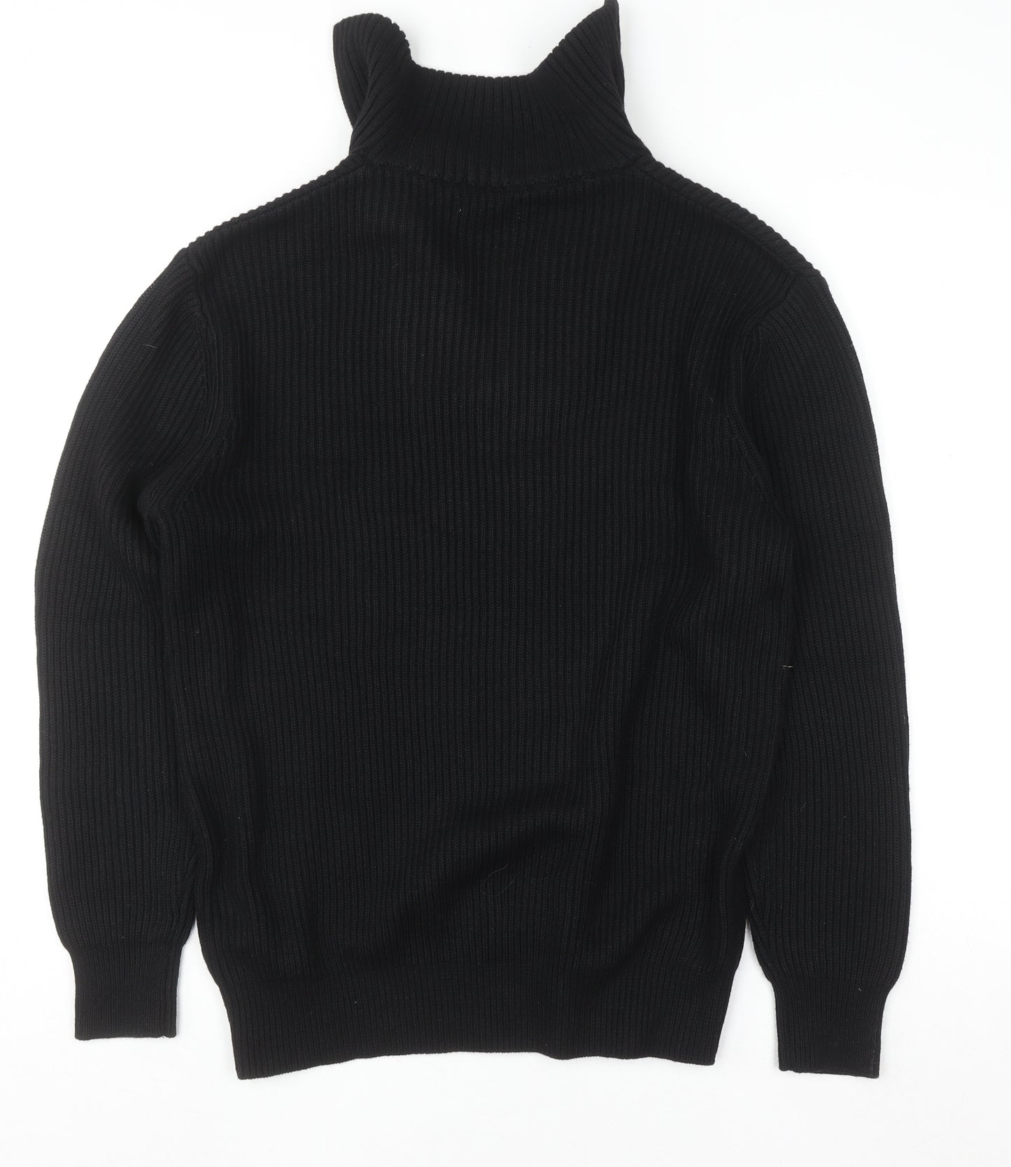 Zara Womens Black Ribbed High Neck 1/2 Zip Knit Jumper Size 12