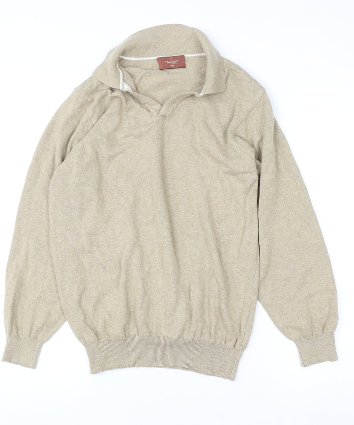 Marks and Spencer Women Beige Collared Wool Cashmere Pullover Jumper M