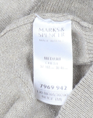 Marks and Spencer Women Beige Collared Wool Cashmere Pullover Jumper M
