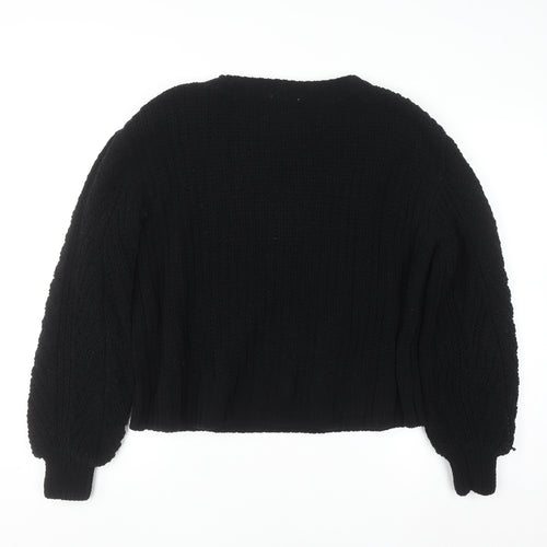 H&M Women’s Black Chunky Knit Crew Neck Long Sleeve Jumper Size 12