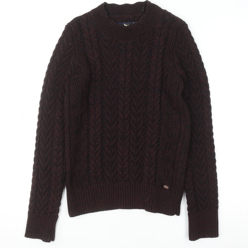 Superdry Womens Brown Cable-Knit Pullover Jumper Size S