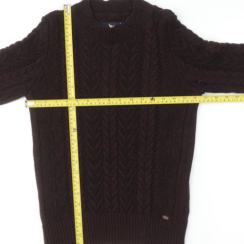 Superdry Womens Brown Cable-Knit Pullover Jumper Size S