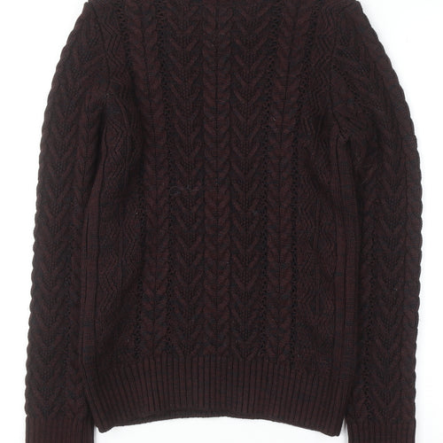 Superdry Womens Brown Cable-Knit Pullover Jumper Size S