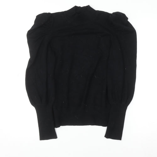 Dorothy Perkins Women’s Black Mock Neck Puff Sleeve Knit Top UK 12