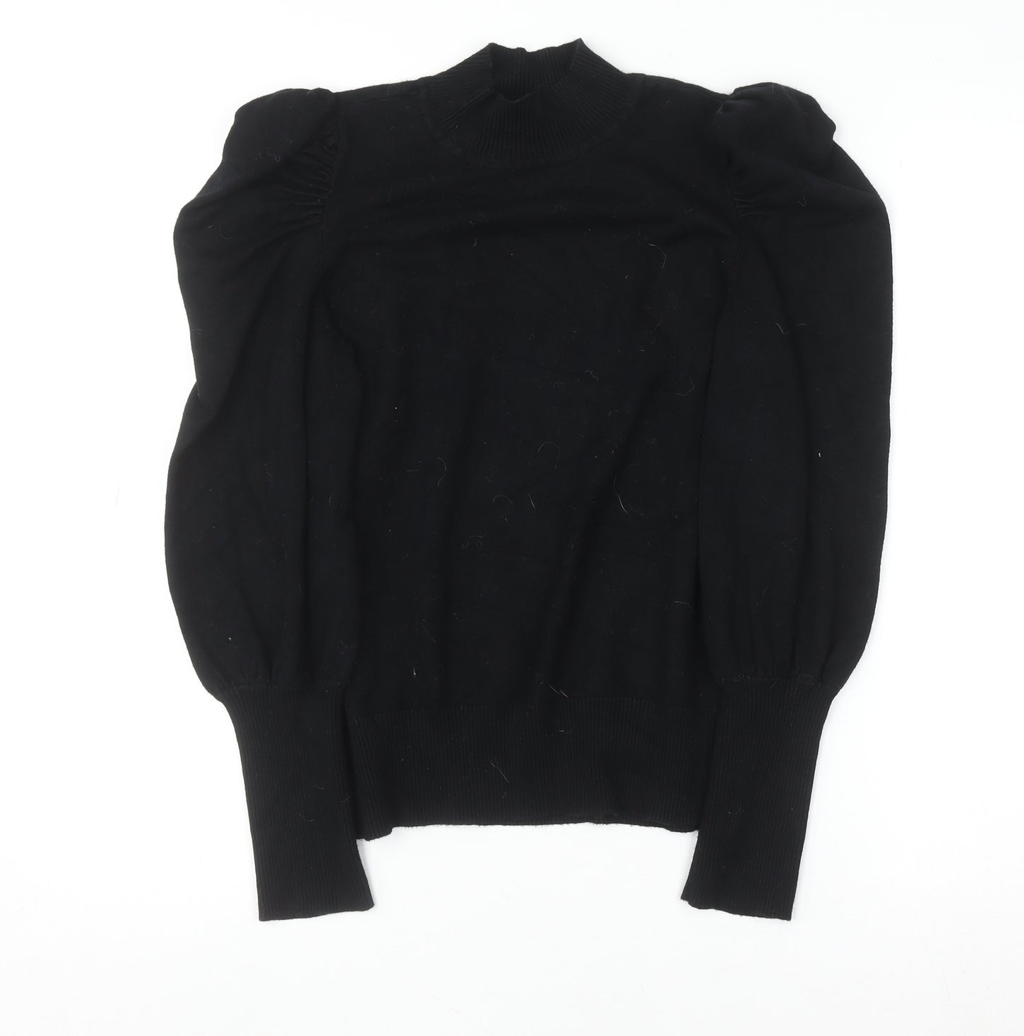 Dorothy Perkins Women’s Black Mock Neck Puff Sleeve Knit Top UK 12