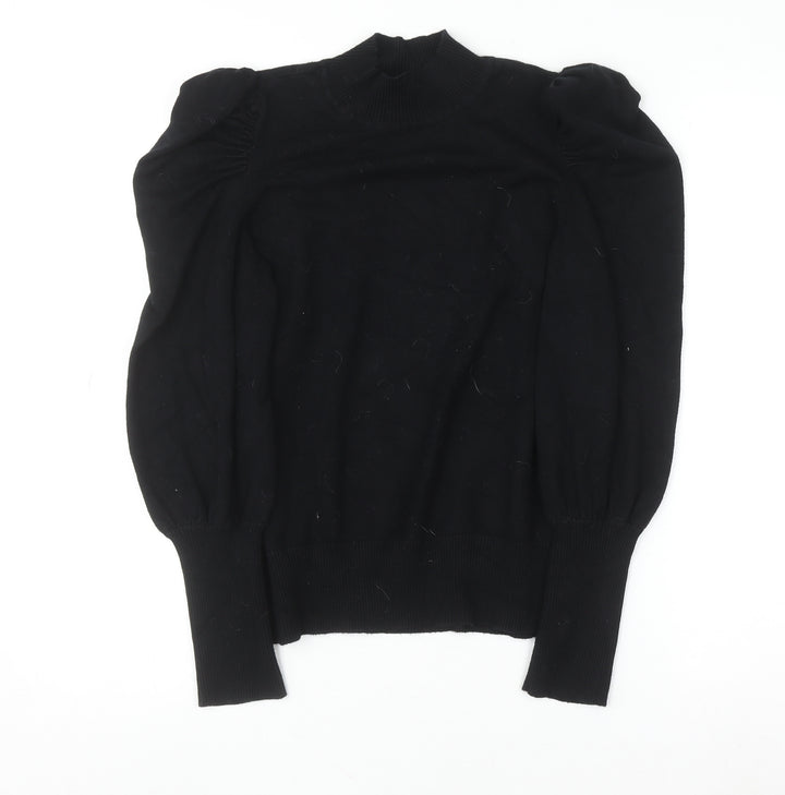 Dorothy Perkins Women’s Black Mock Neck Puff Sleeve Knit Top UK 12
