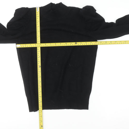 Dorothy Perkins Women’s Black Mock Neck Puff Sleeve Knit Top UK 12