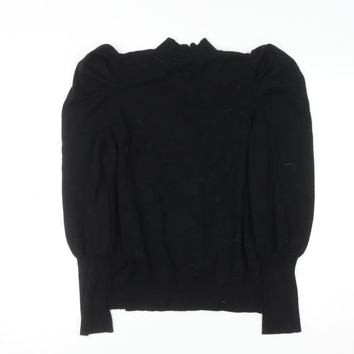 Dorothy Perkins Women’s Black Mock Neck Puff Sleeve Knit Top UK 12